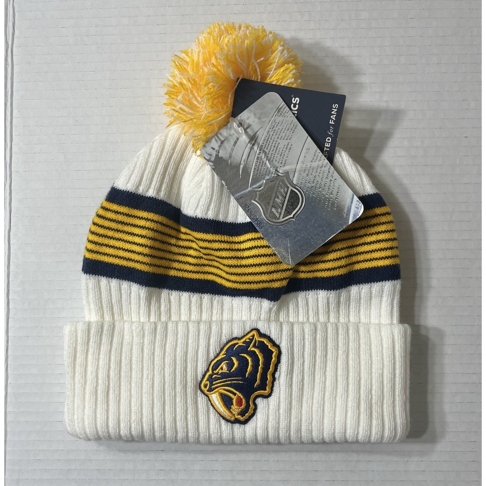 NWT Fanatics‎ Nashville Predators Beanie Hat Men's OS White Yellow NHL Hockey